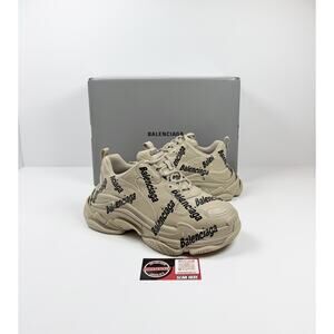 Size 40EU/10W - Balenciaga Triple S Beige Allover Logo NEW!